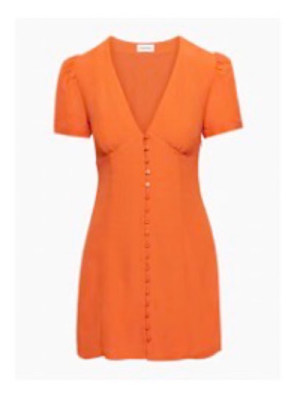 Aritzia Orange Puff Sleeve Button Front Dress